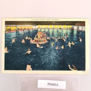Venice Plunge California 1930s Linen Postcard CA Public Swimming Pool